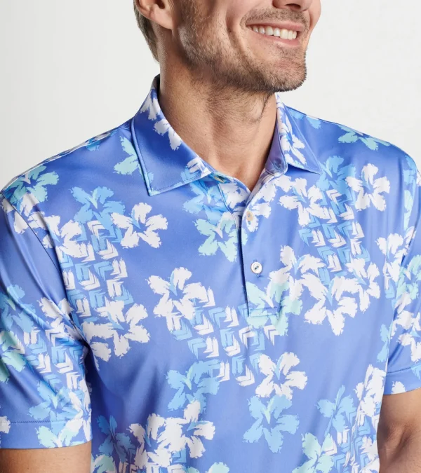 Abstract Floral Performance Jersey Polo