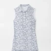 Banded Sport Mesh Birdie Print Sleeveless Button Polo