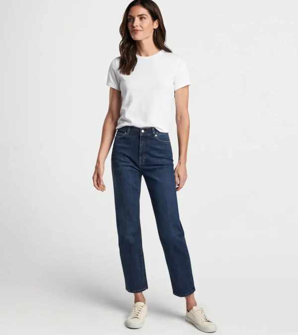 Crawford High Rise Straight Crop Denim Jean