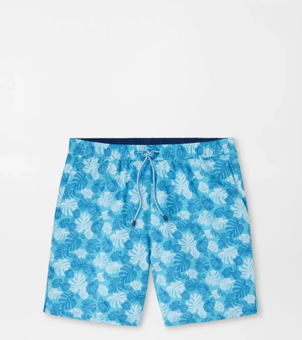 Linework Monstera Swim Trunk