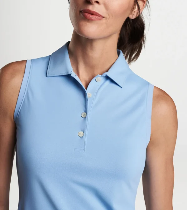 Sleeveless Banded Button Polo